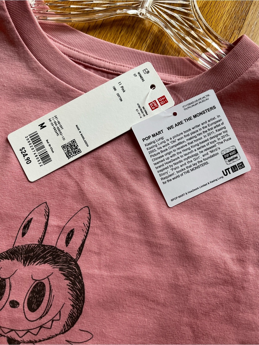 NWT Uniqlo Popmart Labubu Pink 'The Monsterland' Graphic Short Sleeve Tee Medium - Picture 8 of 12